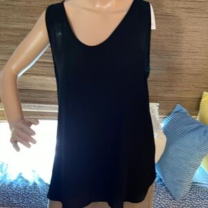 LOFT navy chiffon sleeveless blouse - New